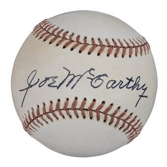 Joe McCarthy Single Signed Official OAL MacPhail Baseball (PSA/DNA NM-MT 8)